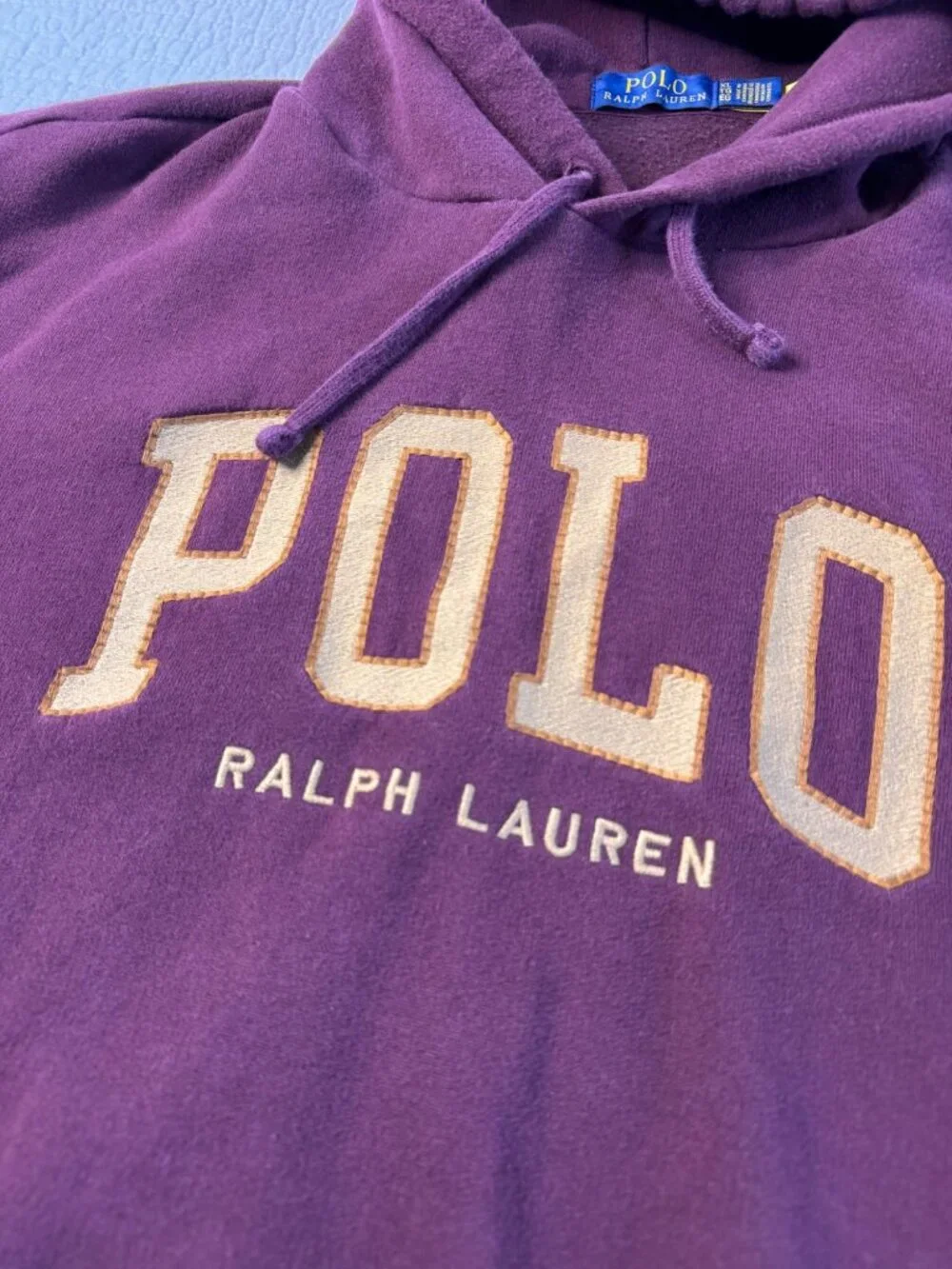 Polo Ralph Lauren Mens Pullover Maroon Hoodie Sweatshirt Gold Logo XL Casual